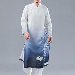 Traditional Chinese Long-sleeve Gradient Chiffon Long Top