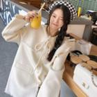 Fray Hem Single-breasted Coat White - S