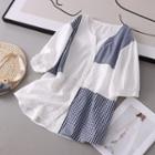 Short Sleeve Check Panel Shirt White - One Size