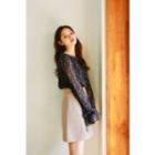 Tie-cuff Floral Chiffon Top