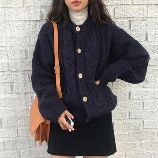 Button-up Rib-knit Cardigan