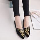 Embroidered Pointed Loafers