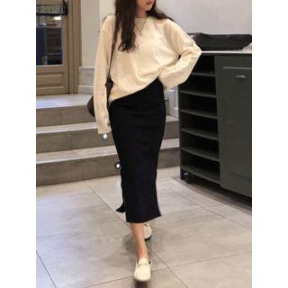 Seam-detail Pencil Midi Skirt