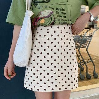 Dotted Mini Fitted Skirt