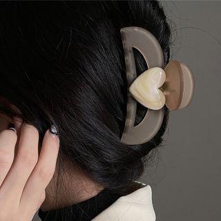 Heart Hair Clamp 2146a - Beige Love Heart - Gray & Coffee - One Size