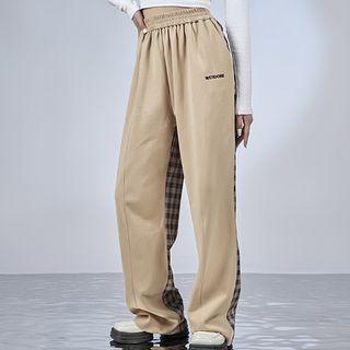 Plaid Panel Loose Fit Pants