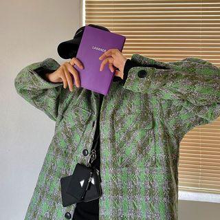 Contrast Collar Plaid Jacket