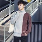 Panel Mock-neck Long-sleeve Sweater