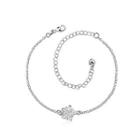 Fashion Classic Flower White Cubic Zircon Anklet Silver - One Size