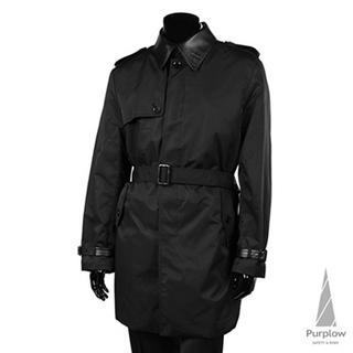Faux-leather Collar Trench Coat