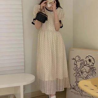 Dotted Midi A-line Dress Almond - One Size