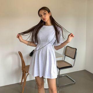 Pintuck-trim Cord-trim T-shirt Dress
