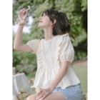 Short-sleeve Ruffle Trim Flowy Top