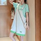 Set: Elbow-sleeve T-shirt + Wide-leg Dungaree Shorts