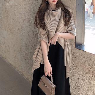 Set: Ribbed Knit Cape + Midi A-line Dress