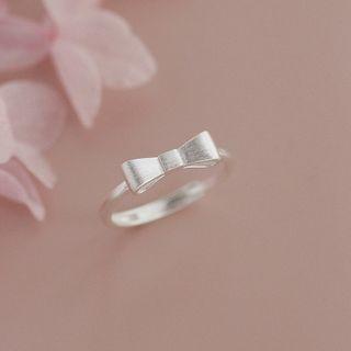 Bow Brush Sterling Silver Open Ring 1 Pc - Silver - One Size