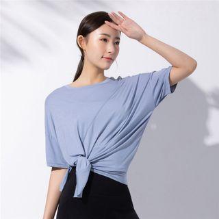 Elbow-sleeve Sports Crop Top