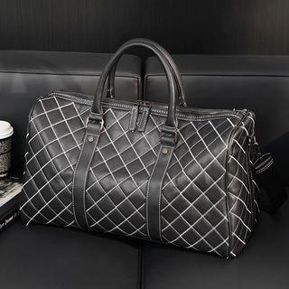 Argyle Faux Leather Carryall Bag