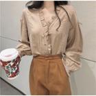 V-neck Ruffled Bell-sleeve Blouse