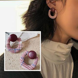 Faux Leather Disc Fabric Hoop Earring