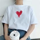 Heart Printed Shirt-sleeve T-shirt