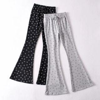 Smiley Face Print Bell-bottom Pants