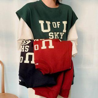 Letter Print Sweat Vest