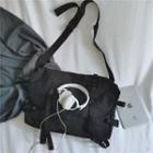Plain Nylon Messenger Bag Black - One Size