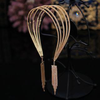 Wedding Rhinestone Layered Fringed Headband