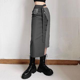 Asymmetrical Midi Fitted Skirt