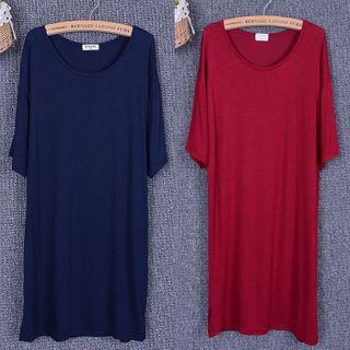 Elbow-sleeve Round Neck Top