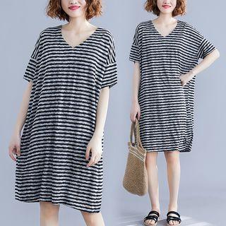 Medium Long Striped T Shirt - Skirt As Shown In Figure - L