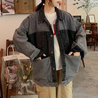 Paneled Denim Jacket Black - One Size