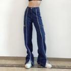 High-waist Slited Straight-fit Jeans