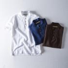 Stand-collar Plain Short-sleeve Shirt