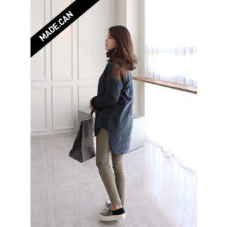 Contrast-trim Long Checked Shirt