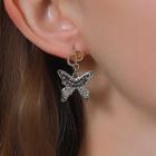 Rhinestone Butterfly Dangle Earring 1 Pair - 01 - S270 - Gold - One Size