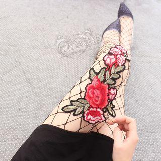 Embroidered Fishnet Tights