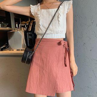 Ruffled Tank Top / A-line Shorts Skirt