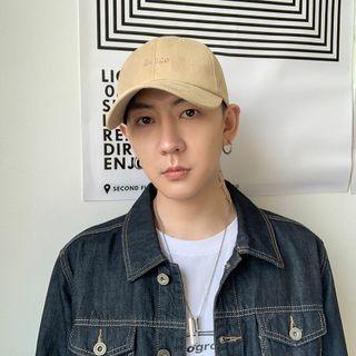 Letter Embroidered Cap Khaki - One Size