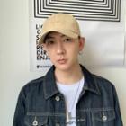 Letter Embroidered Cap Khaki - One Size