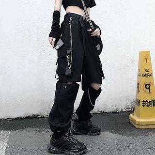 Cutout Buckled Cargo Pants