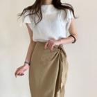 Short-sleeve Ruffle Top / Midi A-line Skirt