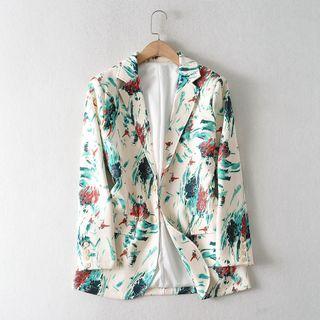 Splatter Print Single Breasted Blazer