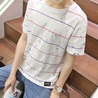 Splattered Stripe Short-sleeve T-shirt