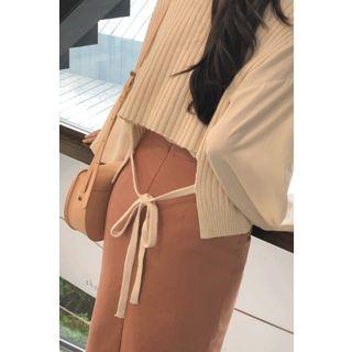 Tie-back Wool Blend Vest Ivory - One Size