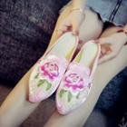 Floral Embroidered Flat Mules