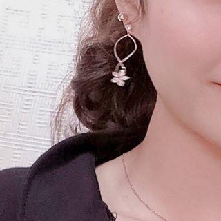 Rhinestone Dangle Earring 1 Pair - Silver Needle - As Shown In Figure - One Size