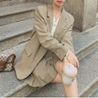 Set: Loose-fit Blazer + V-neck Cardigan + Pleated Skirt