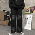 Monster Print Straight-cut Pants
